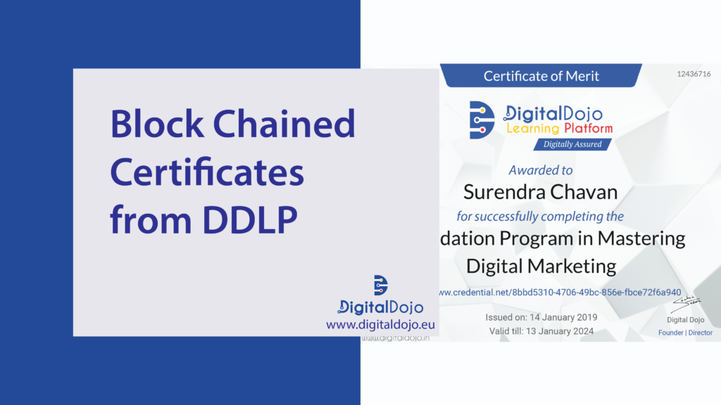 Block Chained Certificates from Digital Dojo DDLP